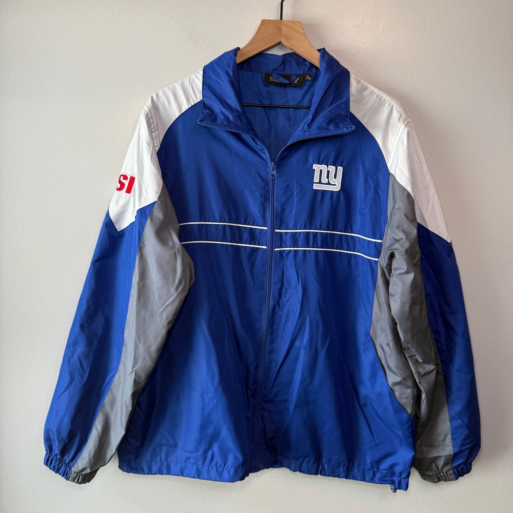 Dunbrooke Men's New York Giants NFL Windbreaker Jacket Blue White Size Large